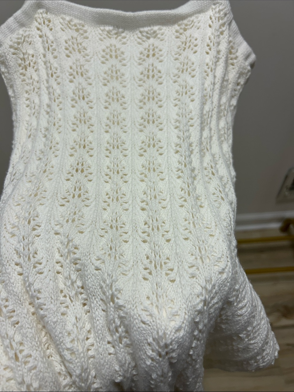 Lush Ivory Knit Midi Dress with Tie Straps lined inside image 4
